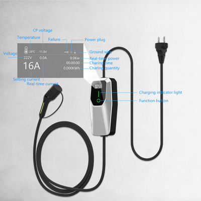 3.5kW 7kW 11kW EV شارژر Ac دسته شارژ قابل حمل IP65 ضد آب