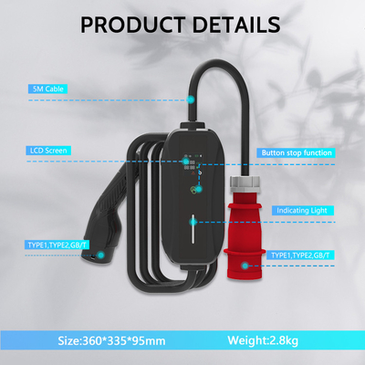 KIWI GBT نوع 2 ایستگاه شارژ سریع خودروهای الکتریکی 16A شارژر EV قابل حمل برای BYD