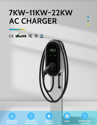 KIWI LCD Mini Opcc 220V Type 2 ایستگاه شارژ 7kW CCS EV شارژر برای اتومبیل های الکتریکی